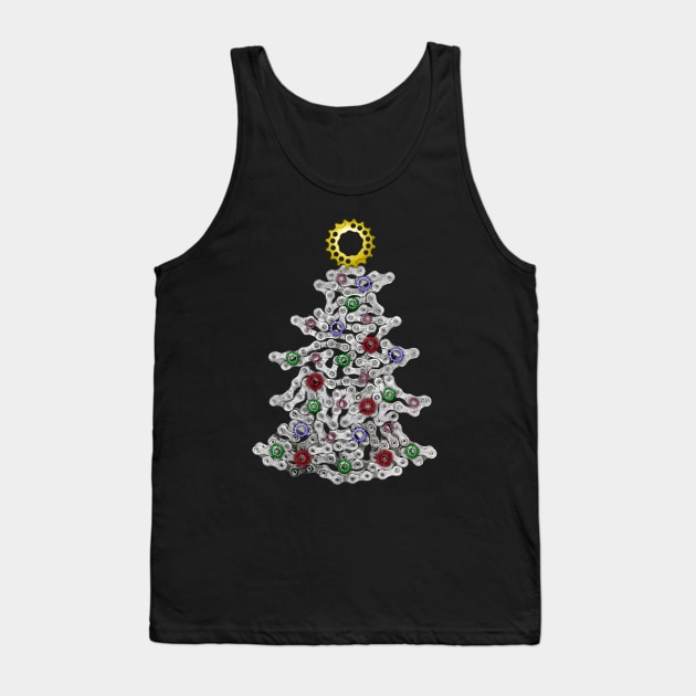 Bike Chain Cycling Christmas Tree Tank Top by NeddyBetty